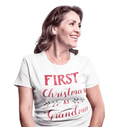 Koszulka dla mamy lub babci "First Christmas as Grandma" - Mejkmi - Personalizowane Prezenty Dla Twoich Bliskich!